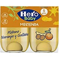 Hero Baby Merienda Puré de Naranja- Plátano y Galletas para Bebés a partir de 6 meses Pack de 2 x 190 g
